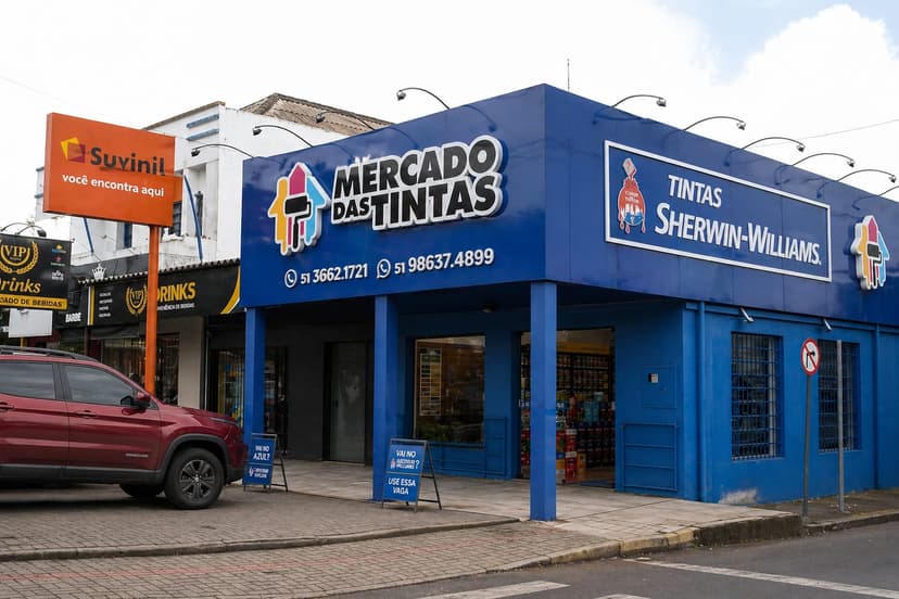 Fachada da loja Mercado das Tintas em Santo Antônio da Patrulha, Centro